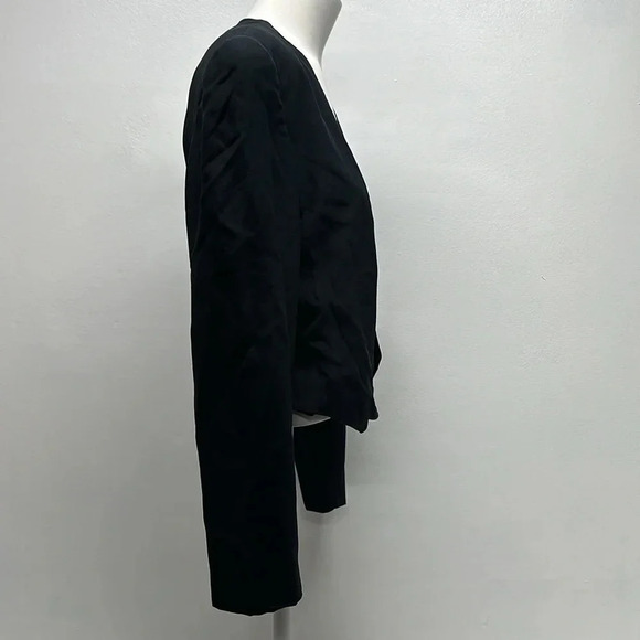 Giorgio Armani Blazer Jacket Coat Cropped Faux Wrap Buttons Black Size 44 US 10 - Picture 2 of 12